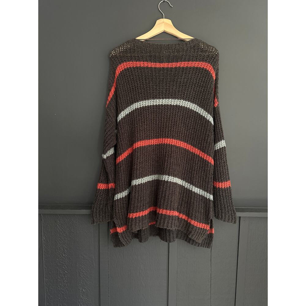 Free People Oversized Knit Striped Sweater Brown Size Small - Picture 6 of 8